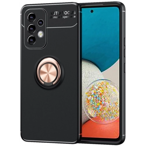 Samsung Galaxy A23 Kılıf Renkli Silikon Yüzüklü Standlı Auto Focus Ravel Kapak - Rose Gold