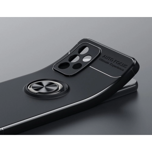 Samsung Galaxy A23 Kılıf Renkli Silikon Yüzüklü Standlı Auto Focus Ravel Kapak - Siyah