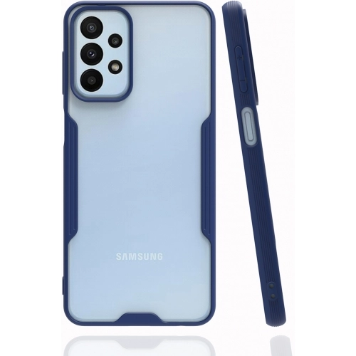 Samsung Galaxy A23 Kılıf Renkli Silikon Kamera Lens Korumalı Şeffaf Parfe Kapak - Lacivert