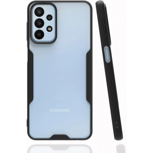 Samsung Galaxy A23 Kılıf Renkli Silikon Kamera Lens Korumalı Şeffaf Parfe Kapak - Siyah