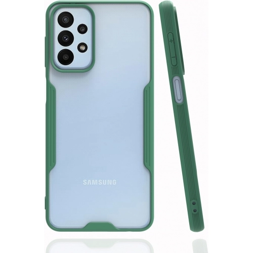 Samsung Galaxy A23 Kılıf Renkli Silikon Kamera Lens Korumalı Şeffaf Parfe Kapak - Yeşil