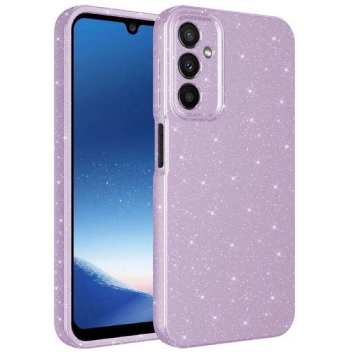 Samsung Galaxy A24 Kılıf Kamera Korumalı Simli Lüks Zore Koton Kapak - Lila