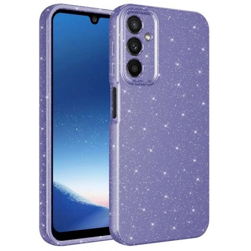 Samsung Galaxy A24 Kılıf Kamera Korumalı Simli Lüks Zore Koton Kapak - Mor