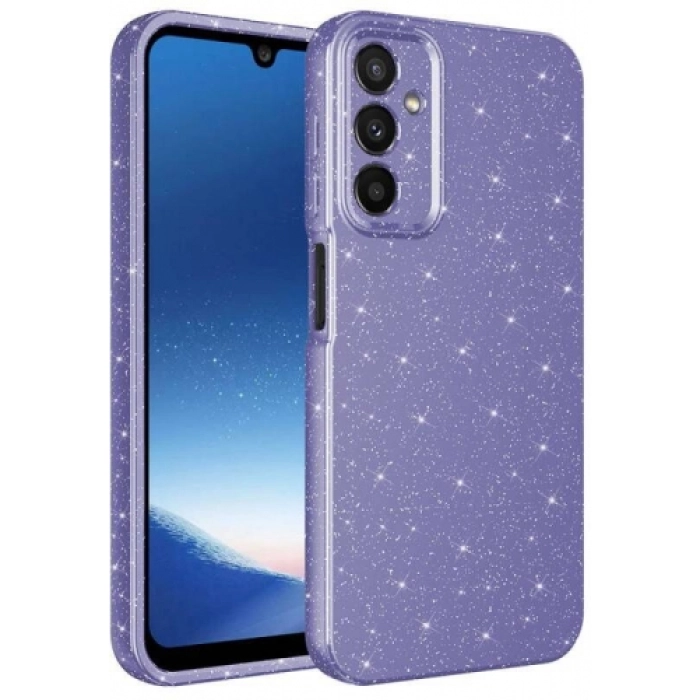 Samsung Galaxy A24 Kılıf Kamera Korumalı Simli Lüks Zore Koton Kapak - Mor