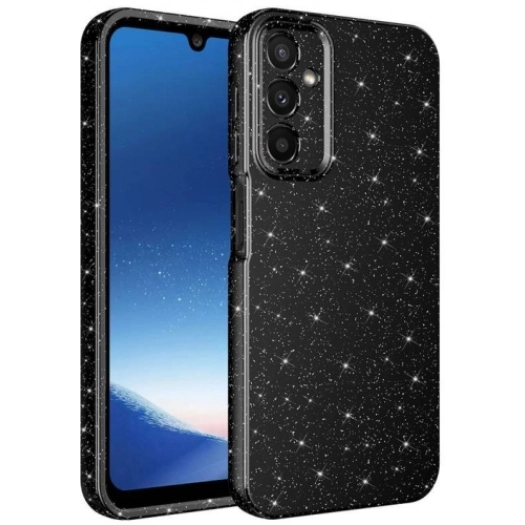 Samsung Galaxy A24 Kılıf Kamera Korumalı Simli Lüks Zore Koton Kapak - Siyah