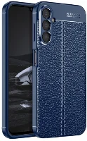 Samsung Galaxy A24 Kılıf Deri Görünümlü Parmak İzi Bırakmaz Niss Silikon - Lacivert