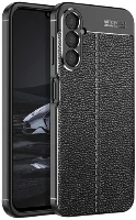 Samsung Galaxy A24 Kılıf Deri Görünümlü Lüks Parmak İzi Bırakmaz Niss Silikon Kapak - Siyah