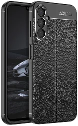 Samsung Galaxy A24 Kılıf Deri Görünümlü Parmak İzi Bırakmaz Niss Silikon - Siyah