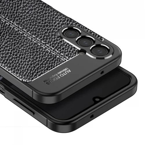 Samsung Galaxy A24 Kılıf Deri Görünümlü Parmak İzi Bırakmaz Niss Silikon - Siyah