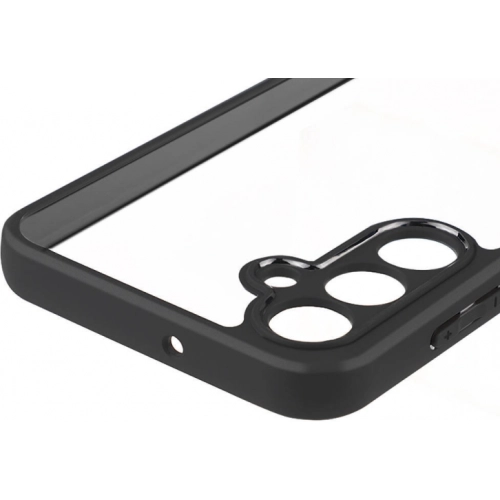 Samsung Galaxy A25 Kılıf Arkası Şeffaf Kenarları Silikon Lüks Roll Kapak - Siyah