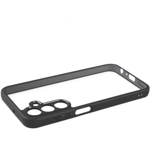 Samsung Galaxy A25 Kılıf Arkası Şeffaf Kenarları Silikon Lüks Roll Kapak - Siyah