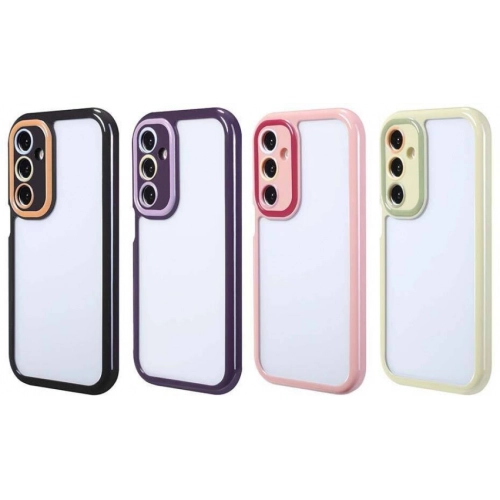 Samsung Galaxy A25 Kılıf Kamera Korumalı Renkli Kenar ve Çerçeve Tasarımlı Vitamin Kapak - Koyu Mor