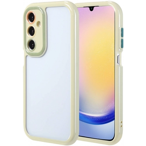 Samsung Galaxy A25 Kılıf Kamera Korumalı Renkli Kenar ve Çerçeve Tasarımlı Vitamin Kapak - Yeşil