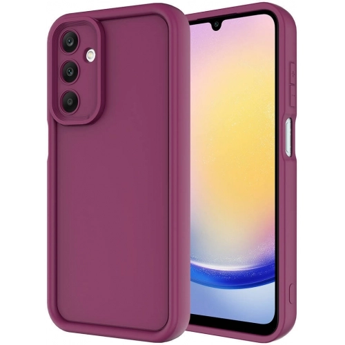 Samsung Galaxy A25 ile Uyumlu Kılıf Kamera Korumalı Silikon Ananas Kapak - Mürdüm