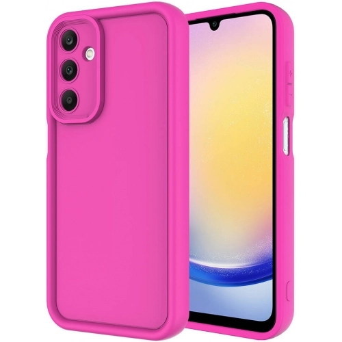 Samsung Galaxy A25 ile Uyumlu Kılıf Kamera Korumalı Silikon Ananas Kapak - Pembe Koyu