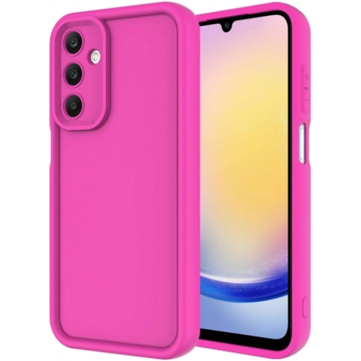 Samsung Galaxy A25 ile Uyumlu Kılıf Kamera Korumalı Silikon Ananas Kapak - Pembe Koyu