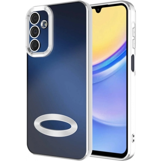 Samsung Galaxy A25 Kılıf Kamera Lens Korumalı Şeffaf Renkli Logo Gösteren Parlak Kapak - Gümüş