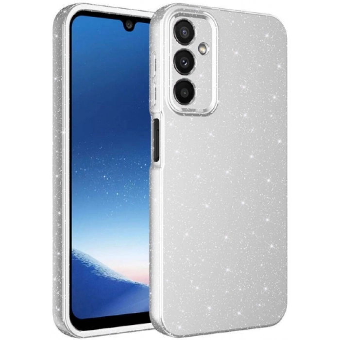 Samsung Galaxy A25 Kılıf Kamera Korumalı Simli Parlak Lüks Silikon Koton Kapak - Gümüş