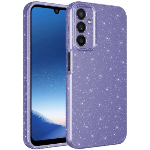 Samsung Galaxy A25 Kılıf Kamera Korumalı Simli Parlak Lüks Silikon Koton Kapak - Mor