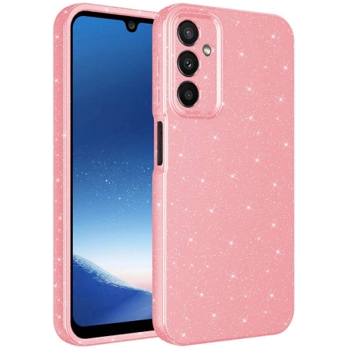 Samsung Galaxy A25 Kılıf Kamera Korumalı Simli Parlak Lüks Silikon Koton Kapak - Pembe