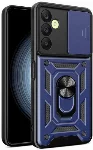 Samsung Galaxy A25 Kılıf Zırhlı Standlı Sürgülü Kamera Korumalı Sürgülü Vega Kapak - Mavi