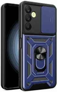 Samsung Galaxy A25 Kılıf Zırhlı Standlı Sürgülü Kamera Korumalı Sürgülü Vega Kapak - Mavi