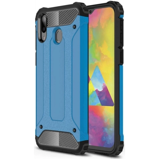 Samsung Galaxy A30 Kılıf Zırhlı Tank Crash Silikon Kapak - Mavi