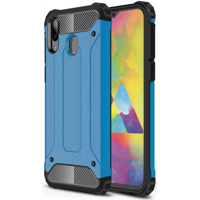 Samsung Galaxy A30 Kılıf Zırhlı Tank Crash Silikon Kapak - Mavi