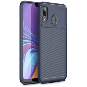 Samsung Galaxy A30 Kılıf Silikon Parmak İzi Bırakmayan Karbon Soft Negro Kapak - Lacivert