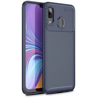 Samsung Galaxy A30 Kılıf Silikon Parmak İzi Bırakmayan Karbon Soft Negro Kapak - Lacivert