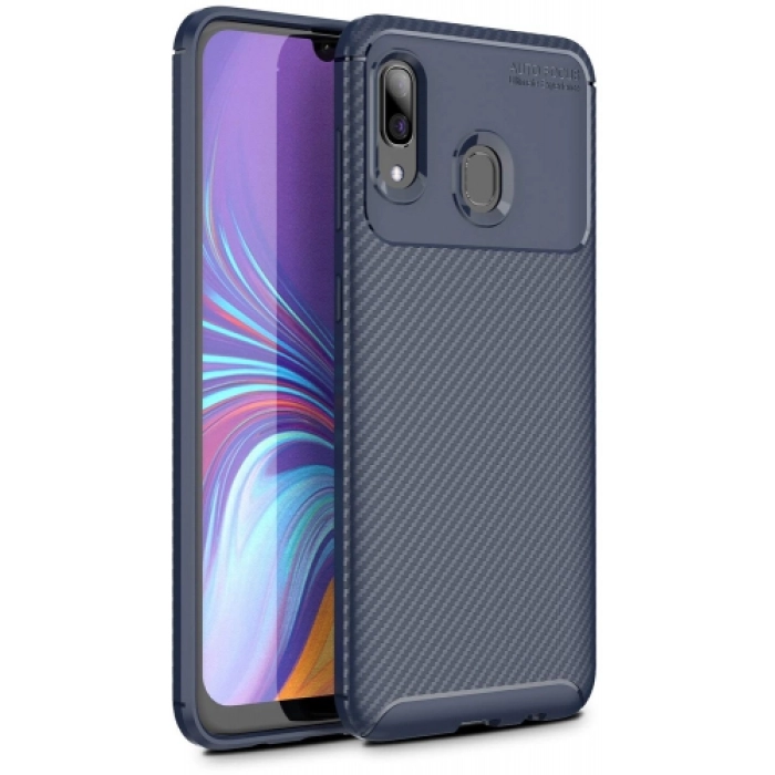 Samsung Galaxy A30 Kılıf Silikon Parmak İzi Bırakmayan Karbon Soft Negro Kapak - Lacivert