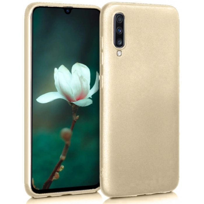 Samsung Galaxy A30s Kılıf İnce Soft Mat Renkli Esnek Silikon Kapak - Gold