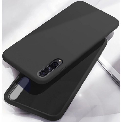 Samsung Galaxy A30s Kılıf Liquid Serisi İçi Kadife İnci Esnek Silikon Kapak - Siyah