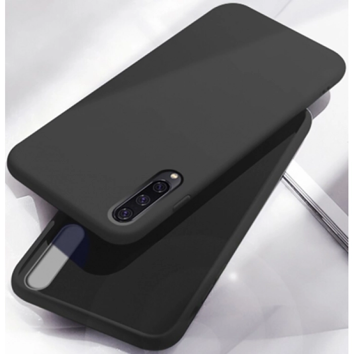 Samsung Galaxy A30s Kılıf Liquid Serisi İçi Kadife İnci Esnek Silikon Kapak - Siyah