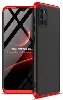 Samsung Galaxy A31 Kılıf 3 Parçalı 360 Tam Korumalı Rubber AYS Kapak  - Kırmızı - Siyah