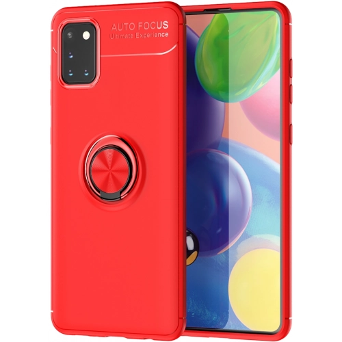 Samsung Galaxy A31 Kılıf Renkli Silikon Yüzüklü Standlı Auto Focus Ravel Kapak - Kırmızı
