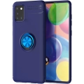 Samsung Galaxy A31 Kılıf Renkli Silikon Yüzüklü Standlı Auto Focus Ravel Kapak - Mavi
