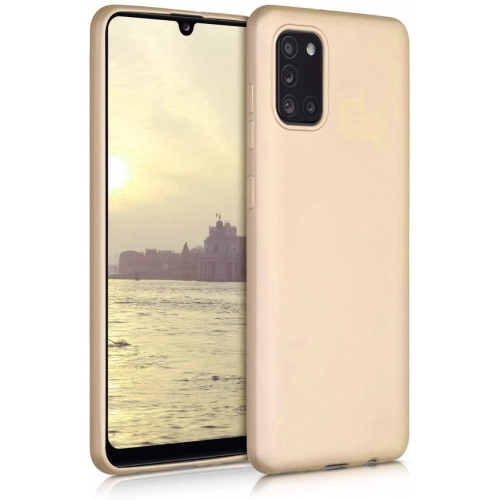 Samsung Galaxy A31 Kılıf İnce Soft Mat Renkli Esnek Silikon Kapak - Gold