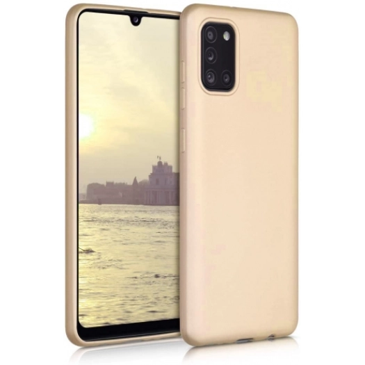 Samsung Galaxy A31 Kılıf İnce Soft Mat Renkli Esnek Silikon Kapak - Gold