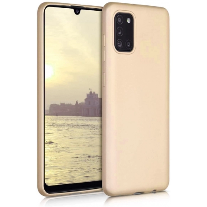 Samsung Galaxy A31 Kılıf İnce Soft Mat Renkli Esnek Silikon Kapak - Gold