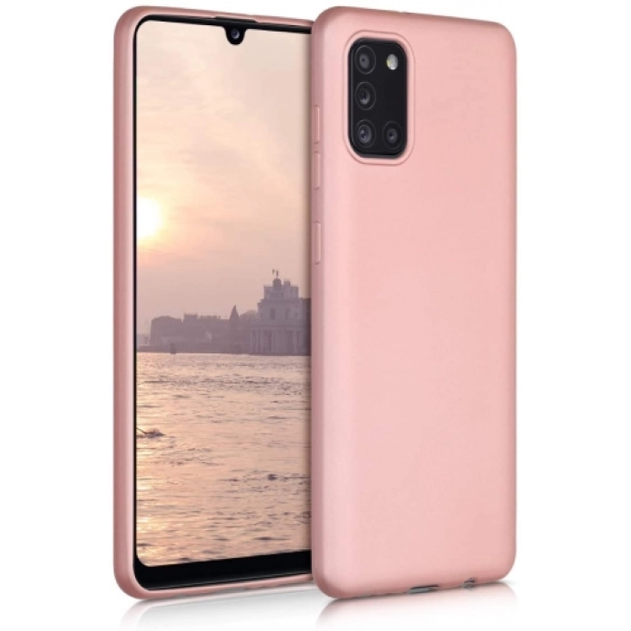 Samsung Galaxy A31 Kılıf İnce Soft Mat Renkli Esnek Silikon Kapak - Rose Gold