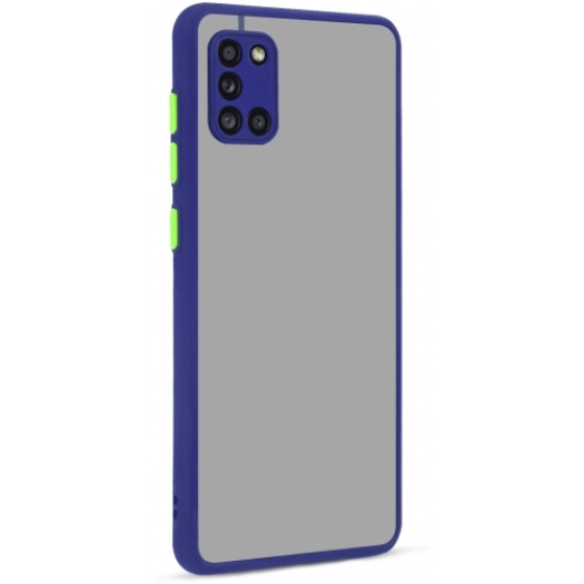 Samsung Galaxy A31 Kılıf Kamera Korumalı Arkası Şeffaf Mat Silikon Kapak - Lacivert