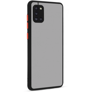 Samsung Galaxy A31 Kılıf Kamera Korumalı Arkası Şeffaf Mat Silikon Kapak - Siyah