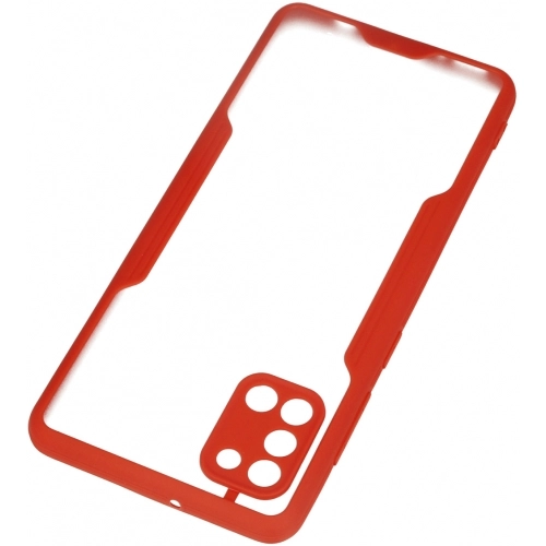 Samsung Galaxy A31 Kılıf Renkli Silikon Kamera Lens Korumalı Şeffaf Parfe Kapak - Kırmızı