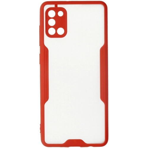 Samsung Galaxy A31 Kılıf Renkli Silikon Kamera Lens Korumalı Şeffaf Parfe Kapak - Kırmızı