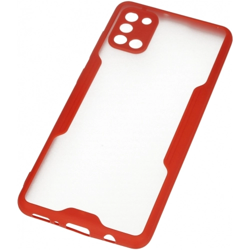 Samsung Galaxy A31 Kılıf Renkli Silikon Kamera Lens Korumalı Şeffaf Parfe Kapak - Kırmızı