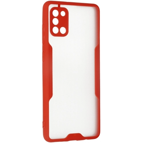 Samsung Galaxy A31 Kılıf Renkli Silikon Kamera Lens Korumalı Şeffaf Parfe Kapak - Kırmızı