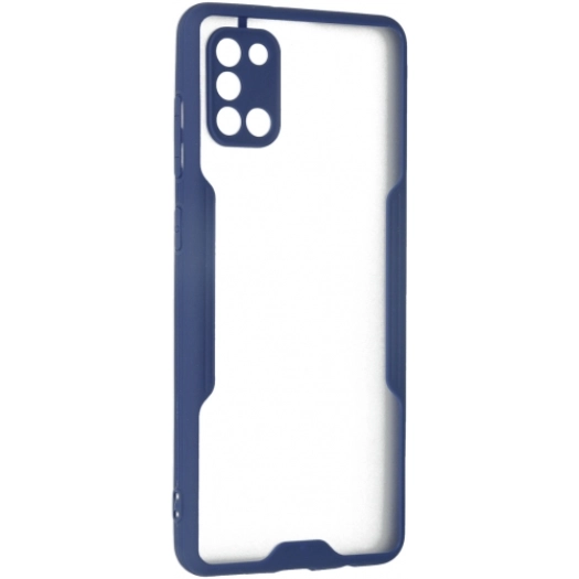 Samsung Galaxy A31 Kılıf Renkli Silikon Kamera Lens Korumalı Şeffaf Parfe Kapak - Lacivert