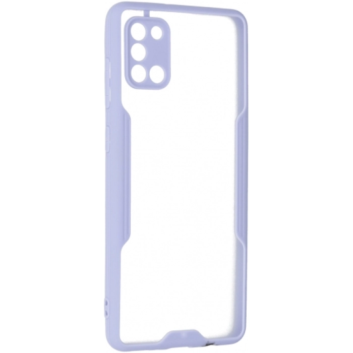 Samsung Galaxy A31 Kılıf Renkli Silikon Kamera Lens Korumalı Şeffaf Parfe Kapak - Lila