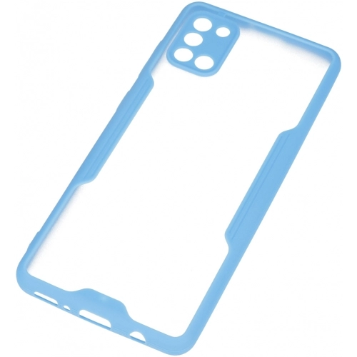 Samsung Galaxy A31 Kılıf Renkli Silikon Kamera Lens Korumalı Şeffaf Parfe Kapak - Mavi
